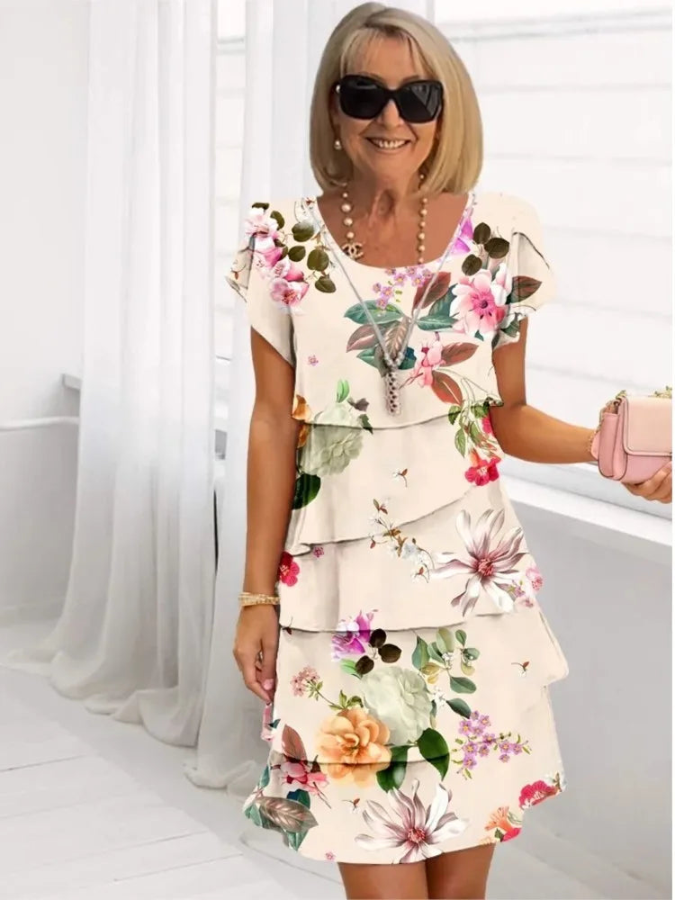 Lefèvre™ Robe élégance fluide à volants