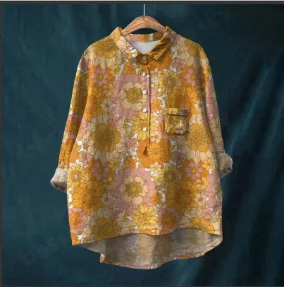 Lefèvre™ Blouse légère à imprimé raffiné avec col classique