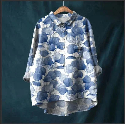 Lefèvre™ Blouse légère à imprimé raffiné avec col classique