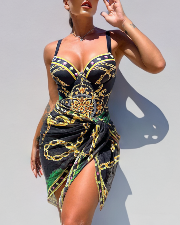Valeria™ | maillot de bain une pièce avec effet push-up et jupe de plage assortie