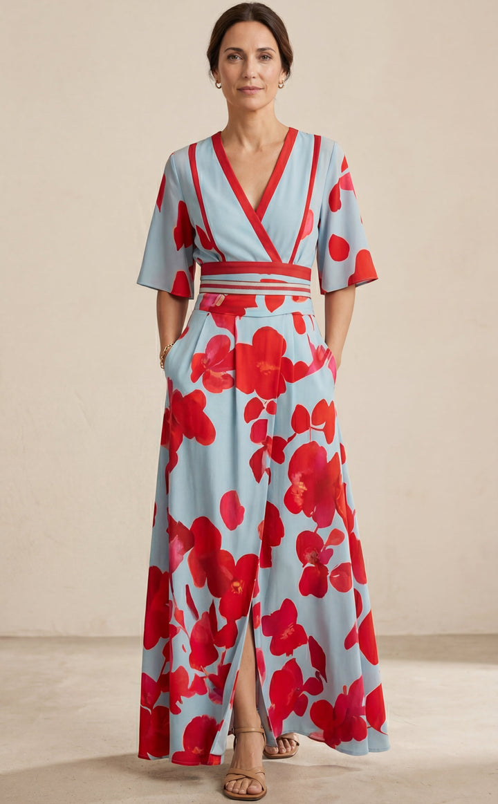 Valentina | Elegant Long Dress with Deep V-Neck