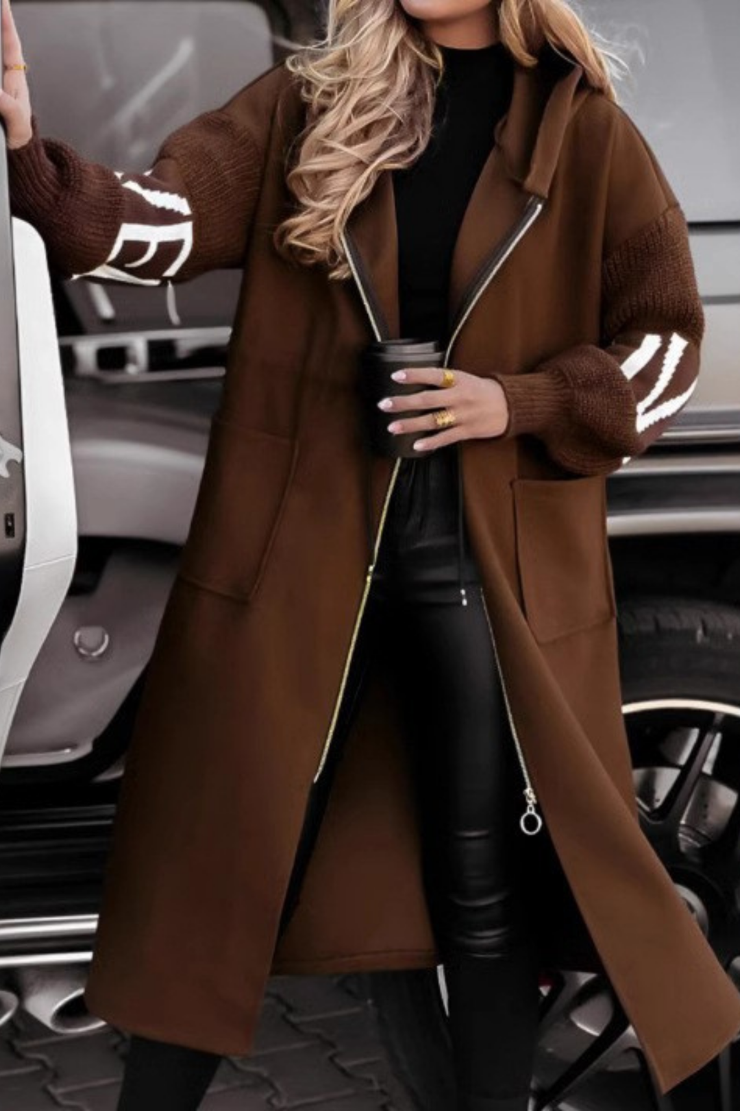 Lefèvre™ Veste femme avec manches en maille et capuche