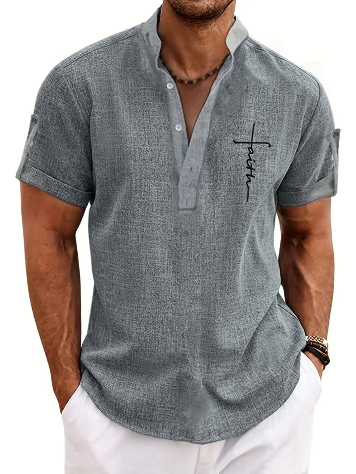 Mike™ Chemise élégante à manches courtes et col montant