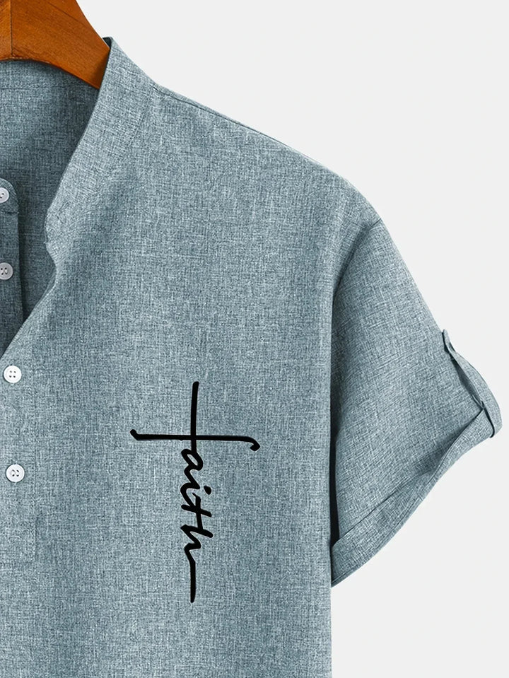 Mike™ Chemise élégante à manches courtes et col montant