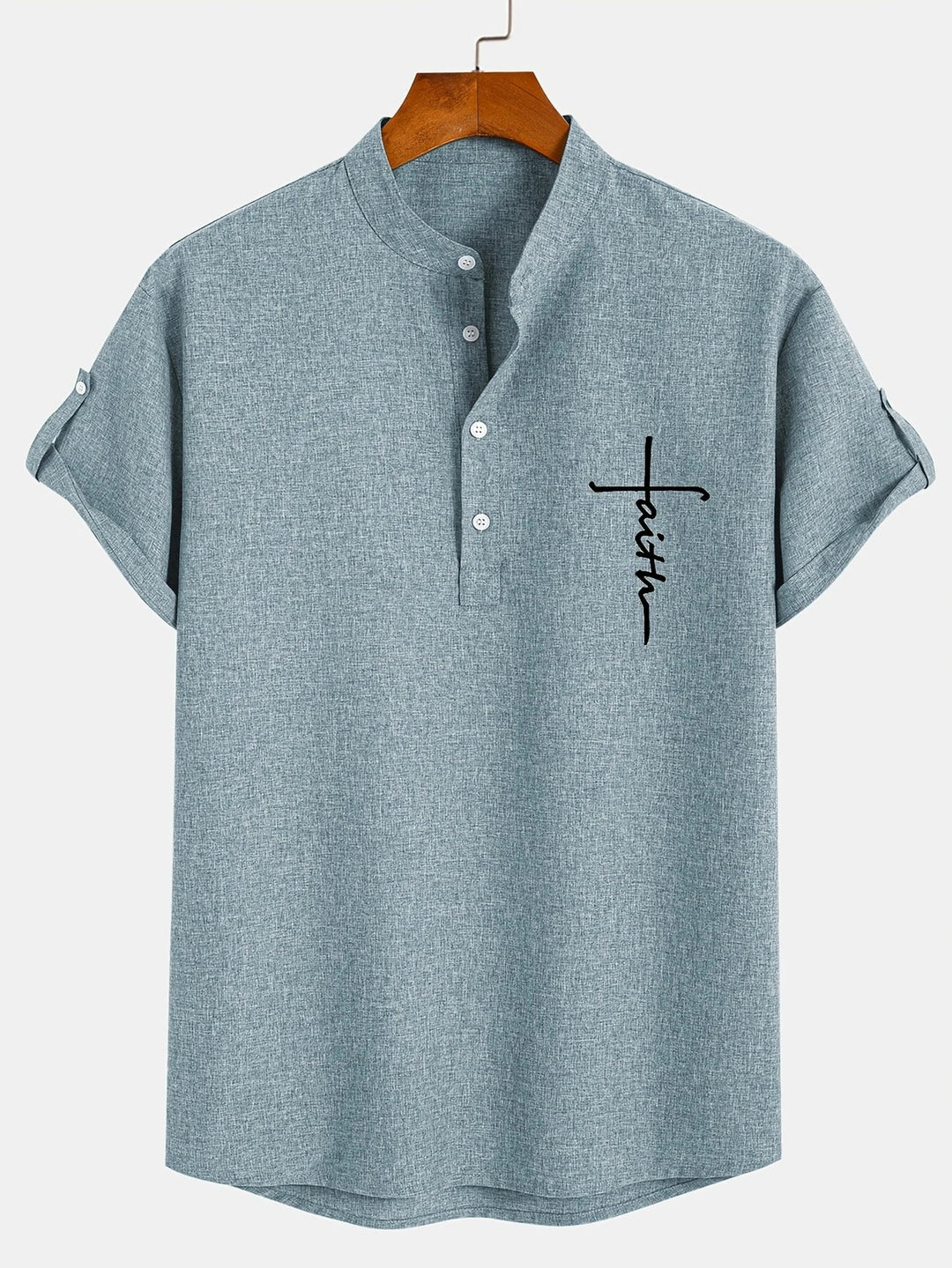 Mike™ Chemise élégante à manches courtes et col montant