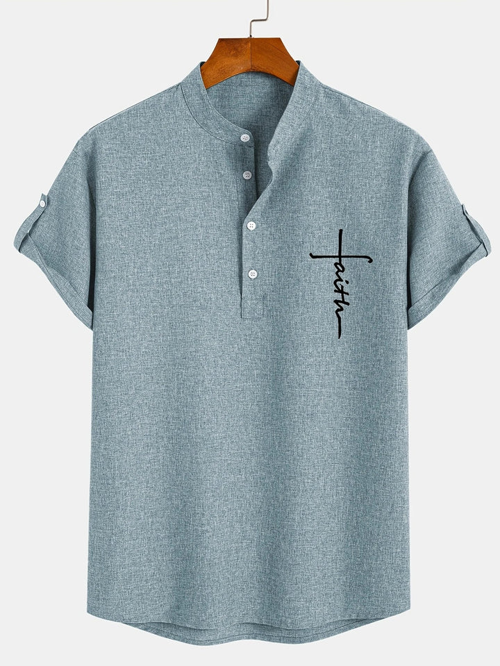 Mike™ Chemise élégante à manches courtes et col montant