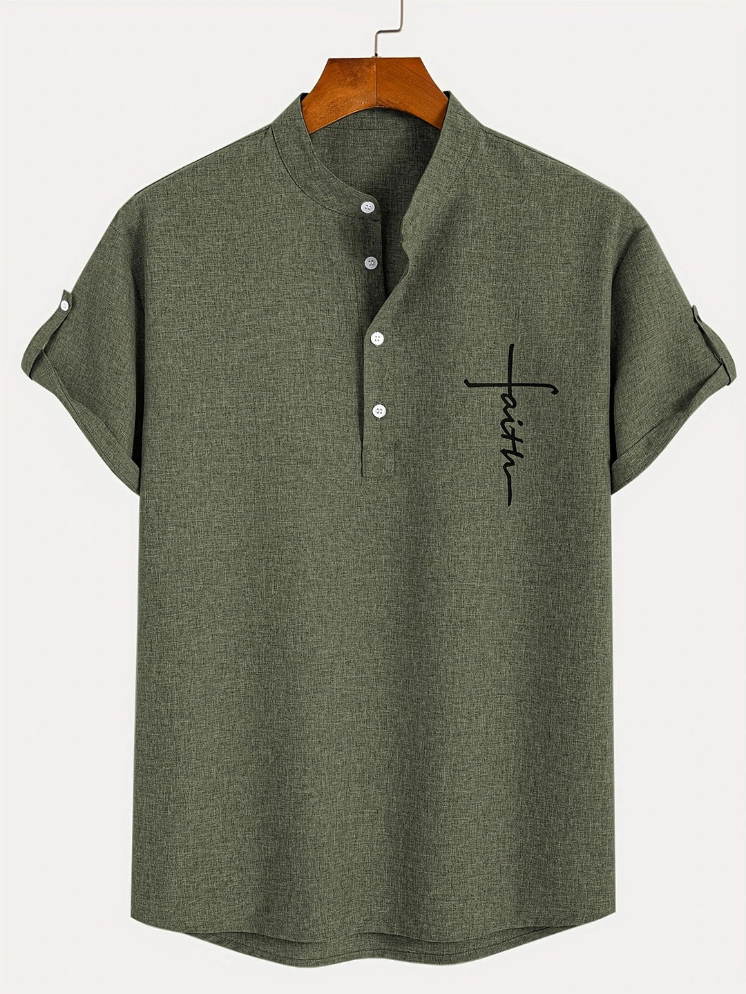 Mike™ Chemise élégante à manches courtes et col montant
