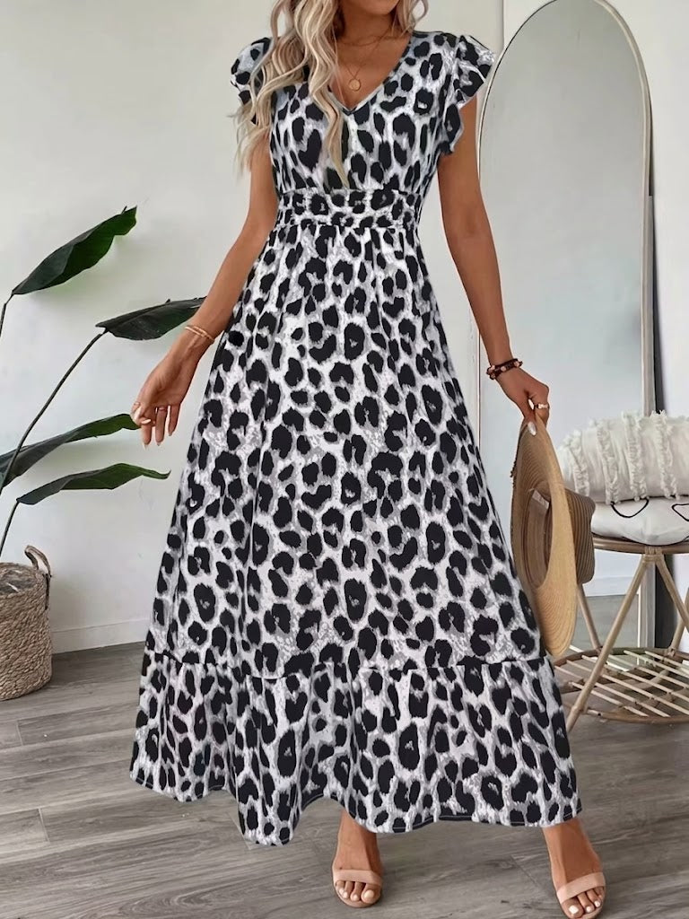 Lefèvre™- Robe maxi baroque avec décolleté en V