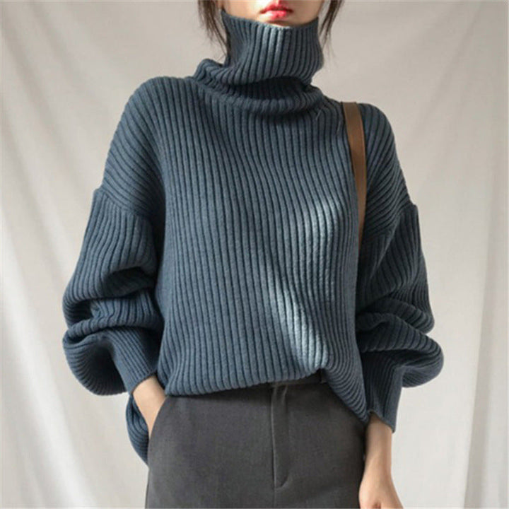 Lefèvre™ Luxe Pull à col roulé et à manches ballon