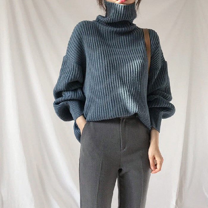 Lefèvre™ Luxe Pull à col roulé et à manches ballon