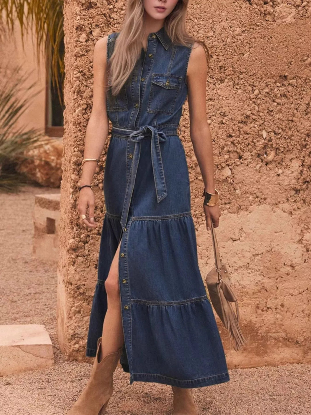 Lefèvre  Robe en Jean avec Boutons sur le Devant