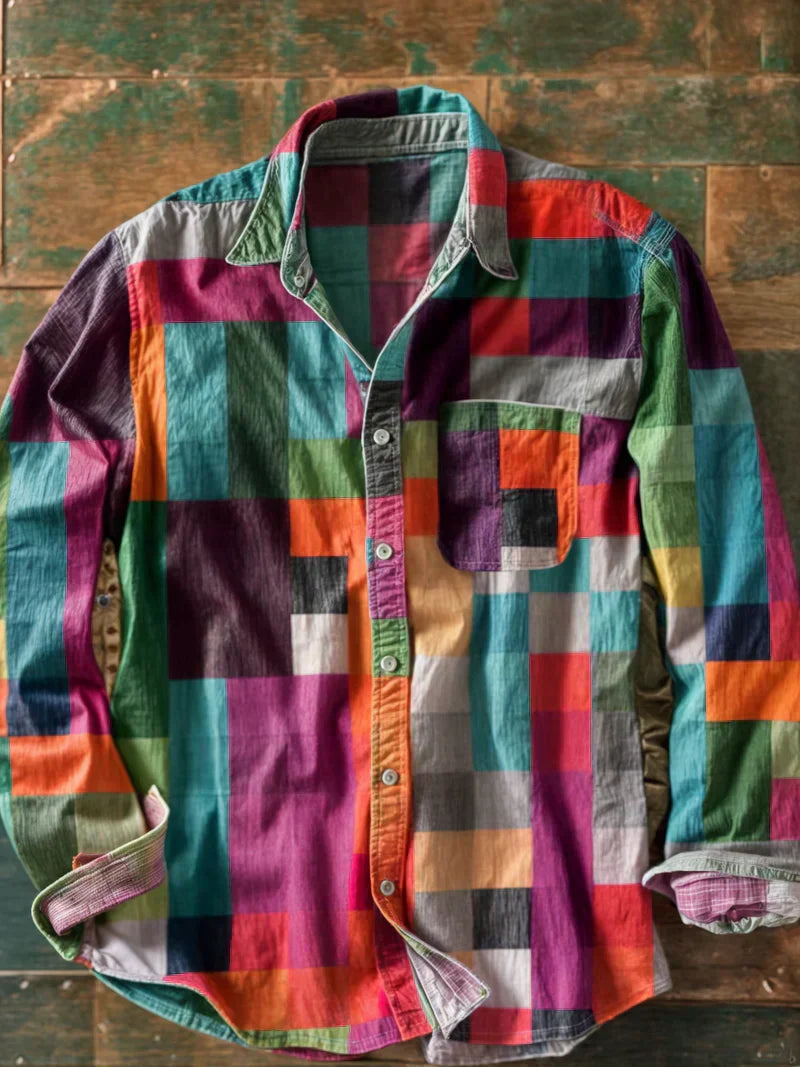 Mike™ | Chemise patchwork haut de gamme – Style unique et coupe confortable