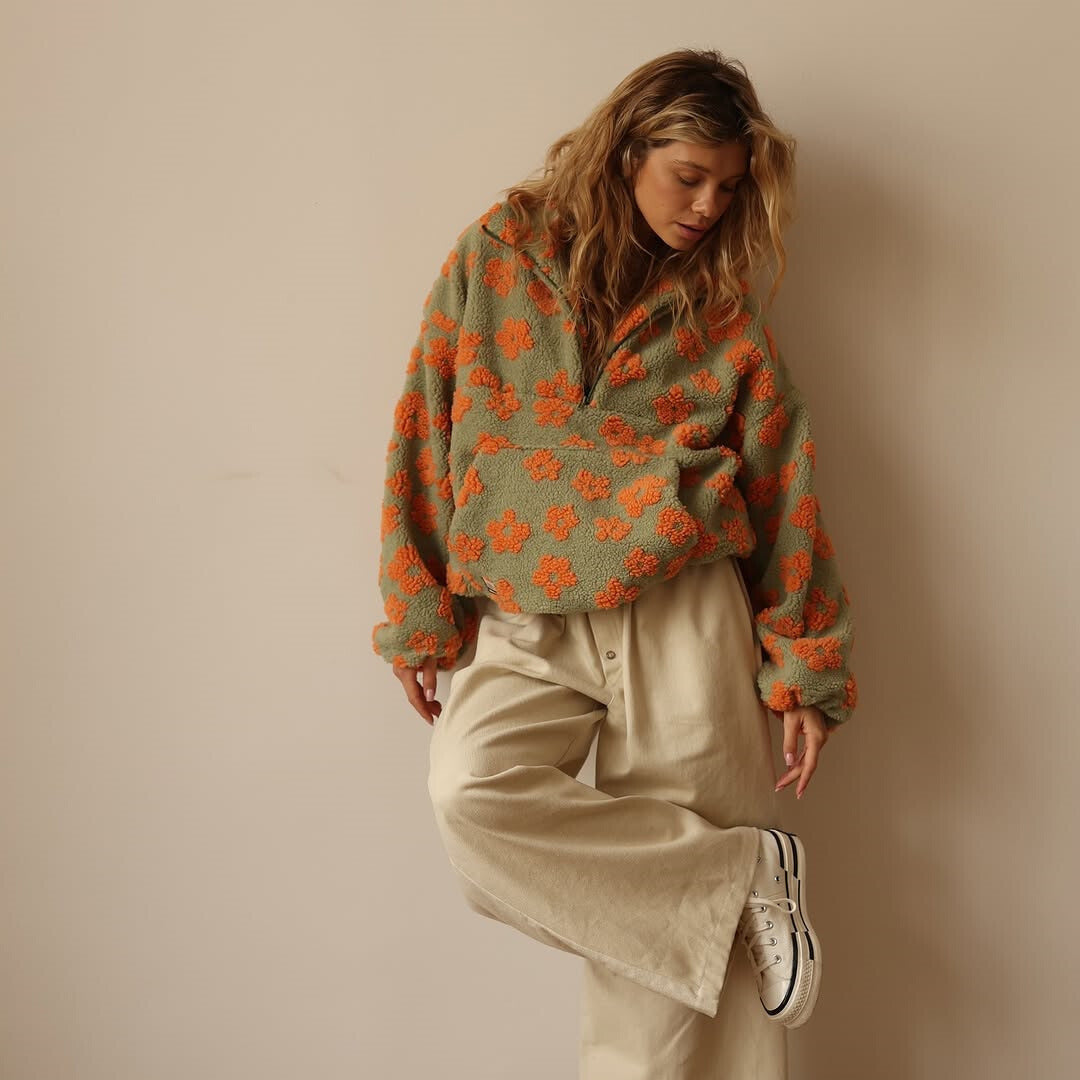 Lefèvre™ Sweat à capuche fleuri avec fermeture éclair