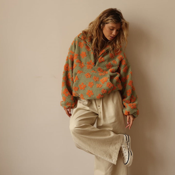 Lefèvre™ Sweat à capuche fleuri avec fermeture éclair