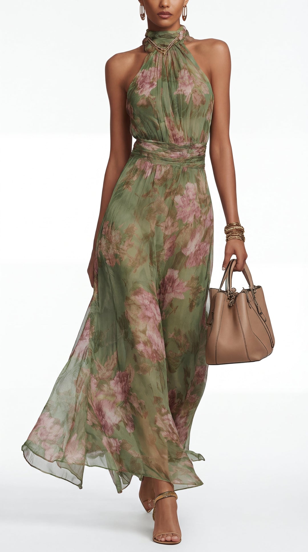 Livia™ | Elegant floral halter maxi dress