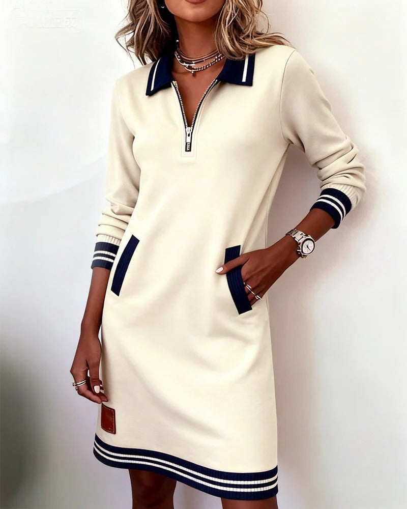Lefèvre™ Robe Chic À Manches Longues En Coton