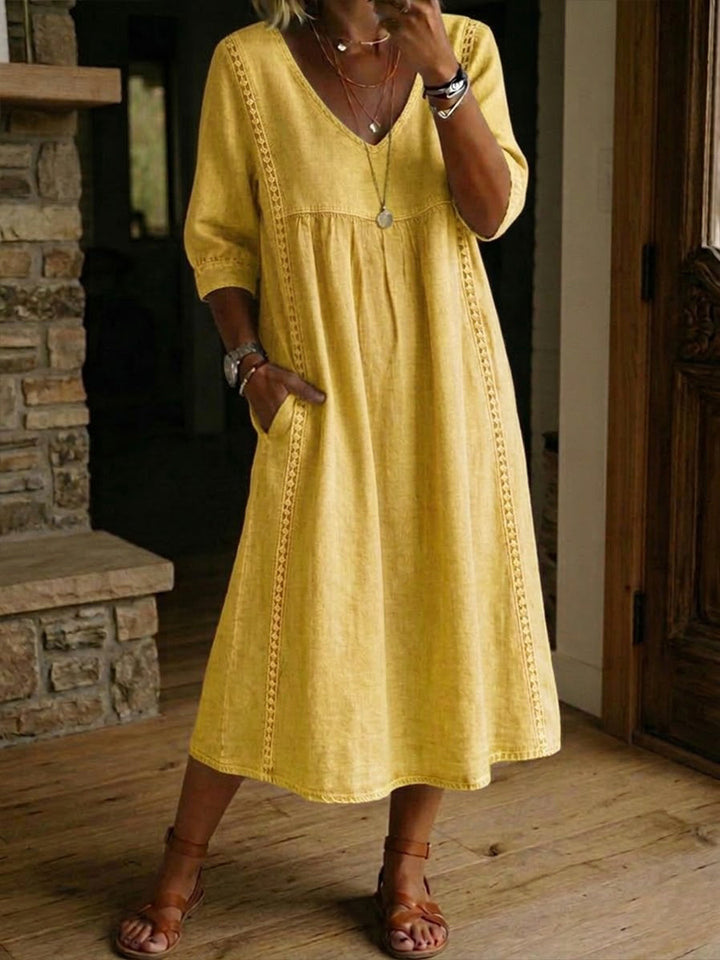 Lefèvre™ | Robe Coton À Dentelle Ample Lin Et