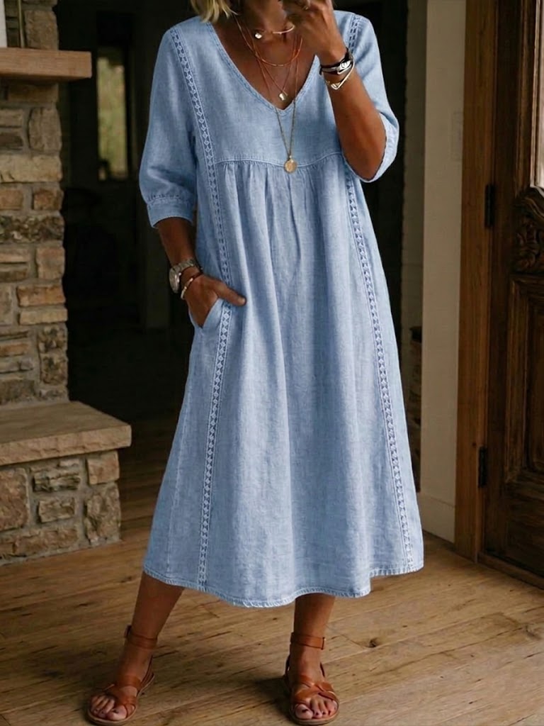 Lefèvre™ | Robe Coton À Dentelle Ample Lin Et
