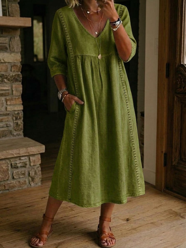 Lefèvre™ | Robe Coton À Dentelle Ample Lin Et