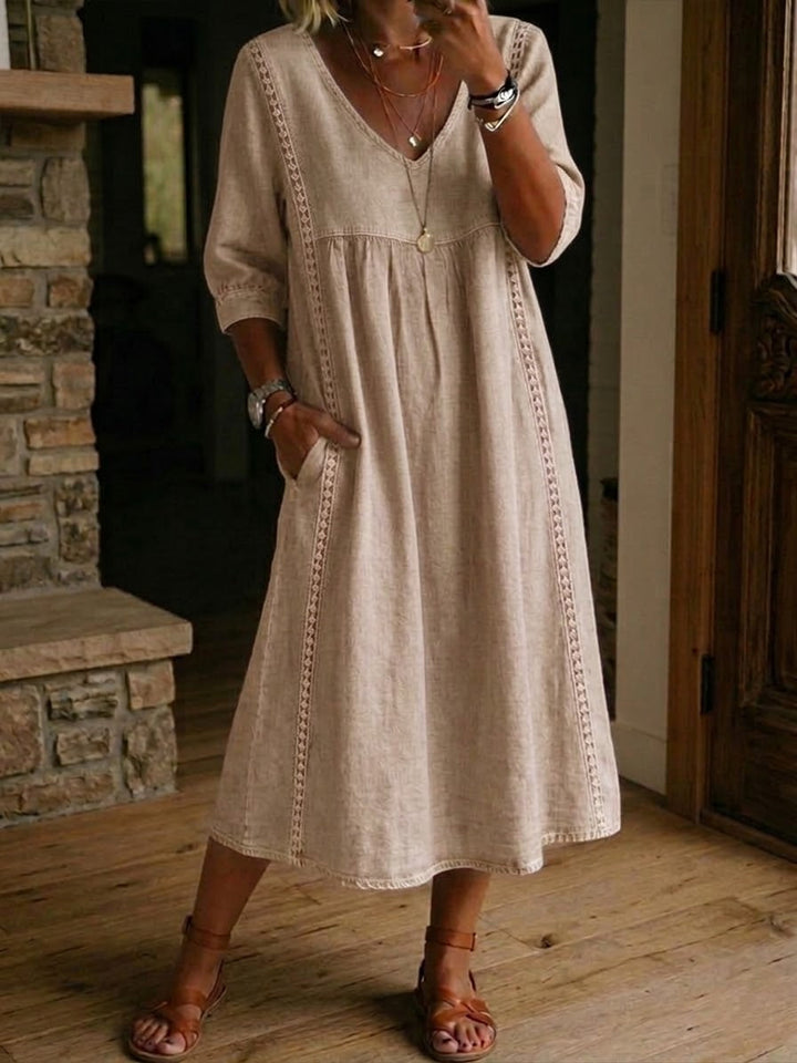 Lefèvre™ | Robe Coton À Dentelle Ample Lin Et