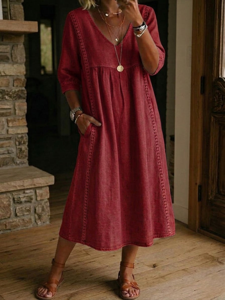 Lefèvre™ | Robe Coton À Dentelle Ample Lin Et