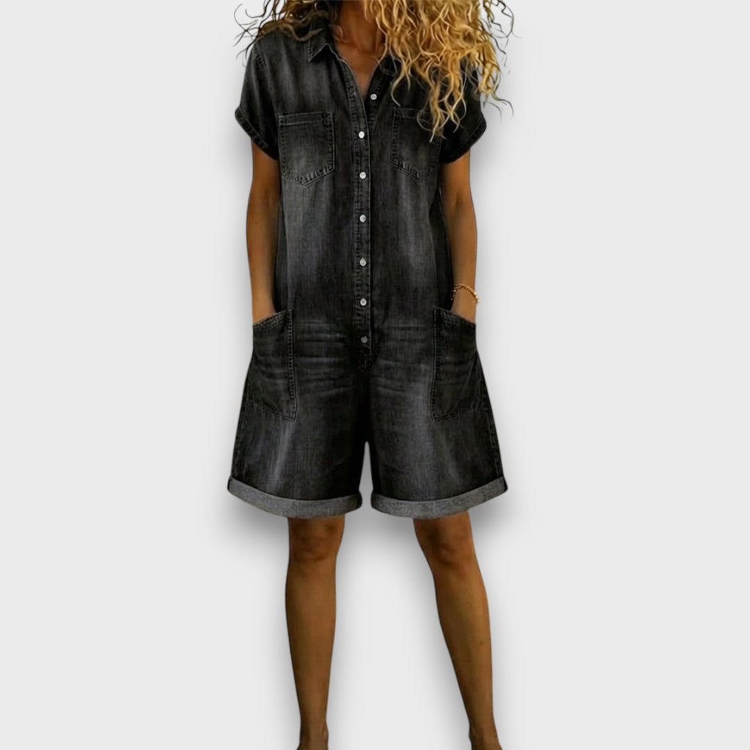 Sofía - Vintage Short Cotton Dungarees with Denim Look