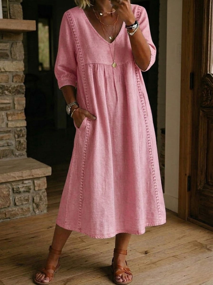 Lefèvre™ | Robe Coton À Dentelle Ample Lin Et