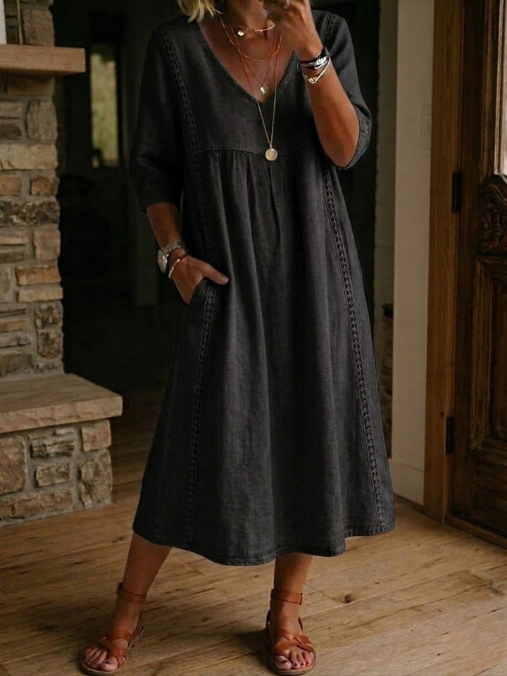 Lefèvre™ | Robe Coton À Dentelle Ample Lin Et