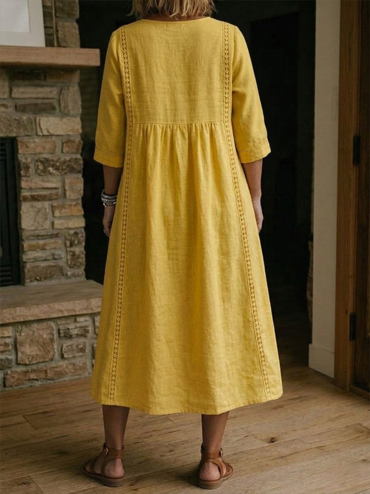 Lefèvre™ | Robe Coton À Dentelle Ample Lin Et
