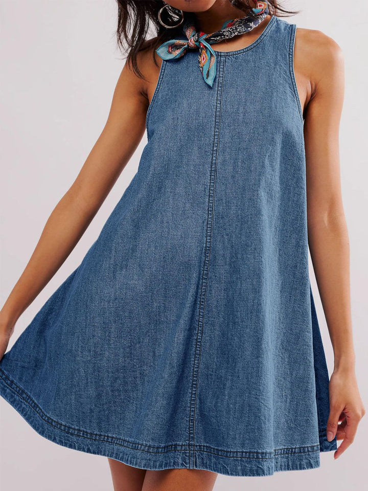 Lefèvre  | Robe en jean mini sans manches et dos nu