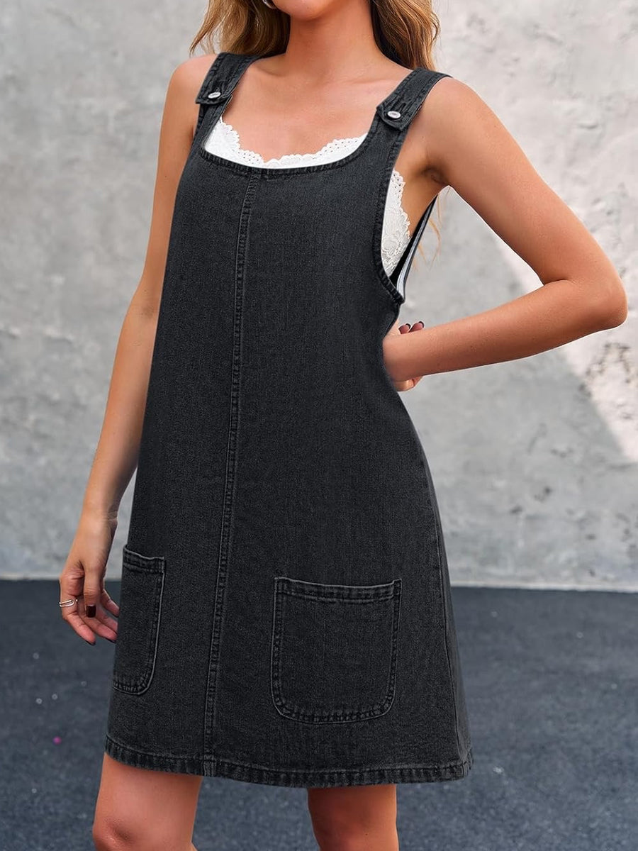 Lefèvre  Robe en jean type salopette décontractée