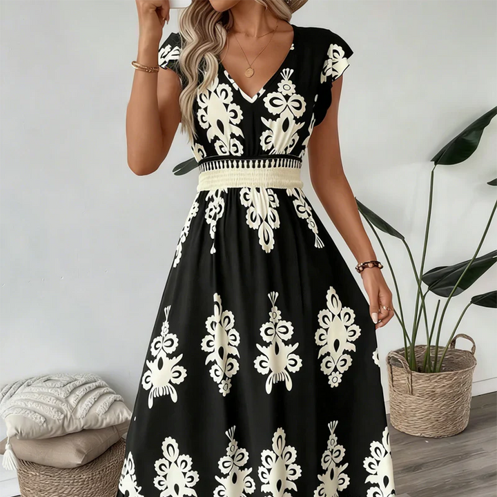 Lefèvre™- Robe maxi baroque avec décolleté en V