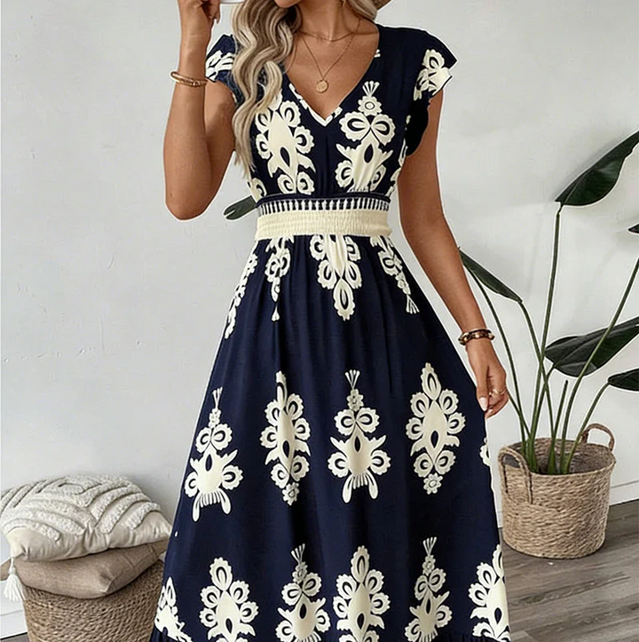 Lefèvre™- Robe maxi baroque avec décolleté en V