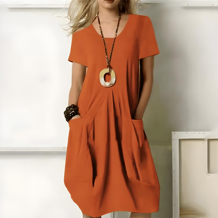 Lefèvre™  Robe Élégante En Coton Avec Cache-ventre