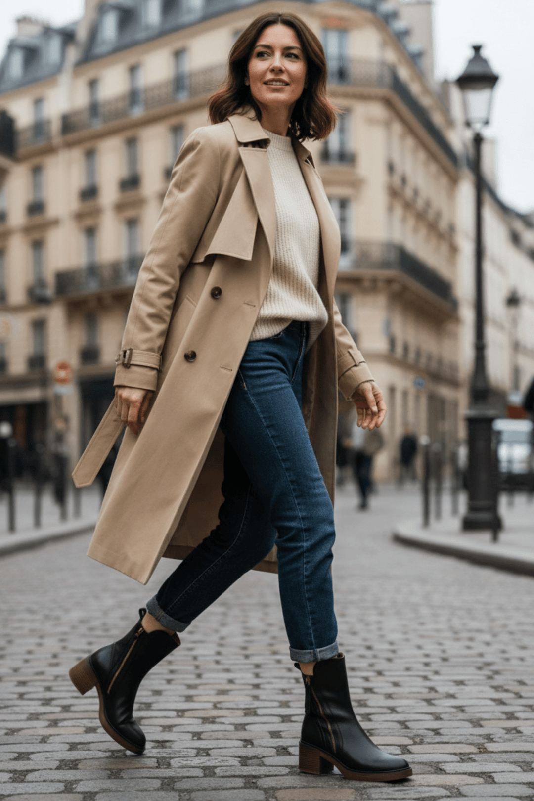 Lefèvre™ Botte en cuir noire avec un talon confortable, élégante et intemporelle